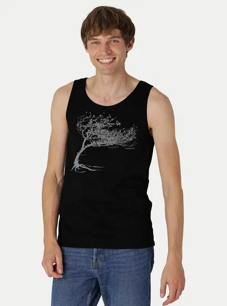 Peaces.bio - handbedruckte Biomode Peaces.bio - handbedruckte Biomode Bio Tank Top Windy Tree Herren, Schwarz, – Produktbild 2 von 2