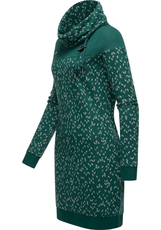 ragwear ragwear Sweatkleid Chloe Dress stylisches Langarmkleid mit Ethnomuster, Grün, – Produktbild 1 von 2