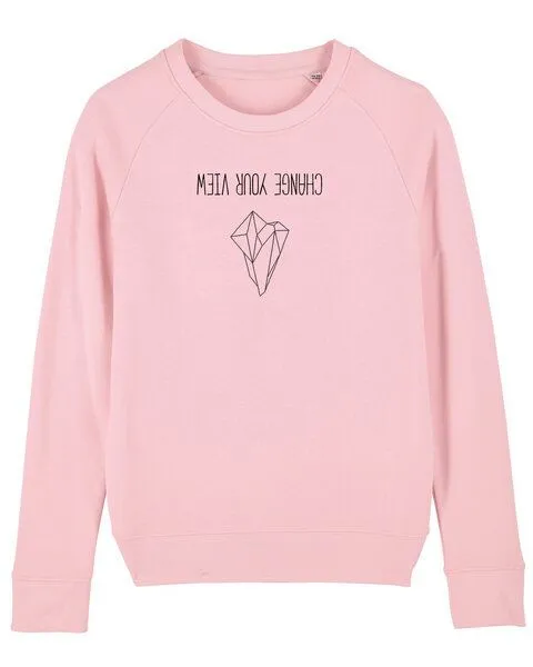 Human Family Human Family Bio Damen Rundhals Sweatshirt "Feel - Change your view" - in 7 Farben, Cotton-pink, – Produktbild 3 von 3