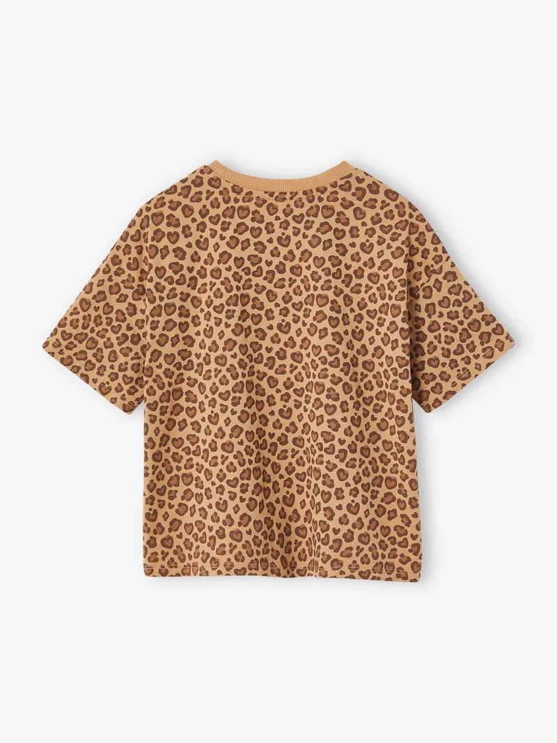 Vertbaudet Bedrucktes Mädchen T-Shirt, Beige/leo, – Produktbild 3 von 4