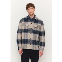 recolution Recolution Herren vegan Overshirt Mesquite Check In Marineblau – Produktbild 1 von 1