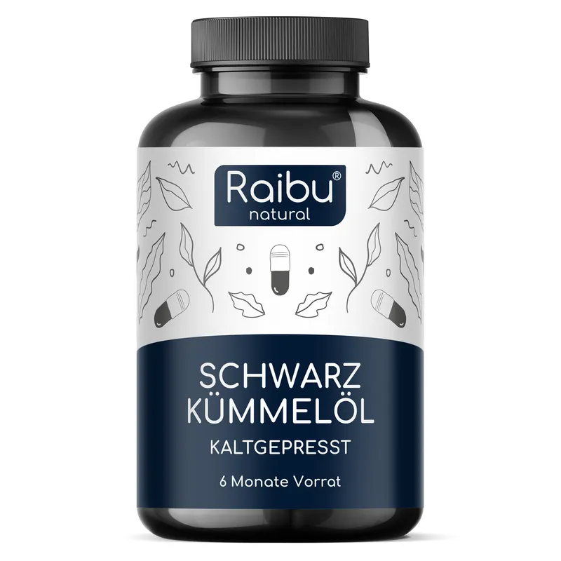 Raibu Organic & Raibu Natural | Natürliche Nahrungsergänzung Raibu Organic & Raibu Natural | Natürliche Nahrungsergänzung Schwarzkümmelöl | 180 Kapseln – Produktbild 1 von 1