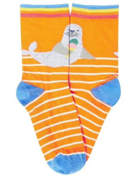 Frugi Frugi Kindersocken in Dreierpack mit Robbe und Surfbrett – Produktbild 2 von 2