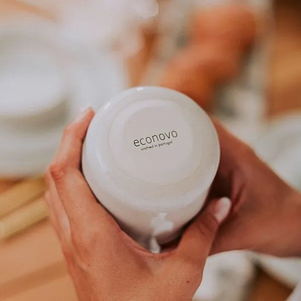 Econovo Econovo Keramik Becher Handgemacht 300ml, Türkis-beige (blau), – Produktbild 4 von 4