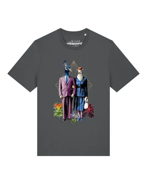 watapparel watapparel T-Shirt Unisex Fancy Birds, Anthracite, – Produktbild 1 von 2