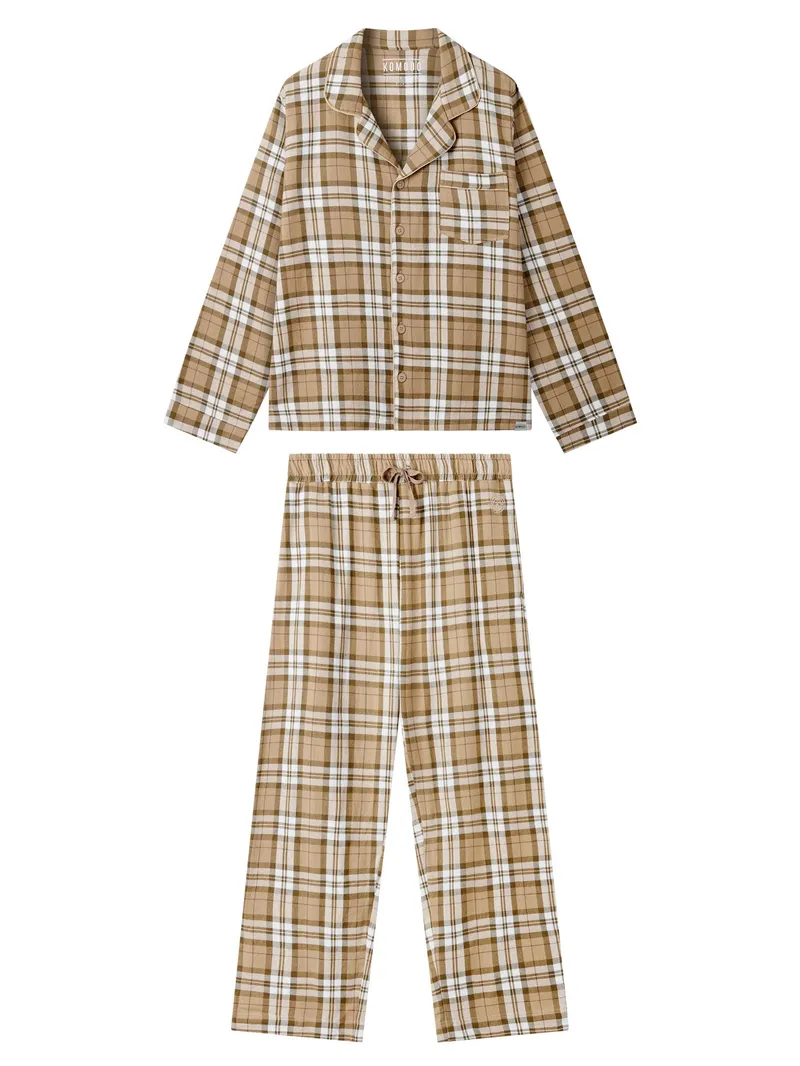 KOMODO KOMODO Damen vegan Pyjama Set Jim Jam Sand, Hellbraun, – Produktbild 2 von 2