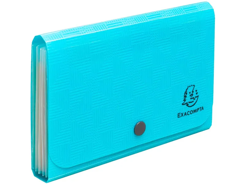 Exacompta Exacompta Fächermappe 11 x 18 cm "Pop'N Co" 6 Fächer, Recycling-PP, DIN A6, cyan – Produktbild 1 von 1