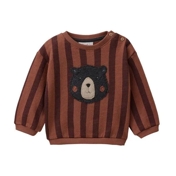 People Wear Organic People Wear Organic Sweat Pullover, braun gestreift, "Bär", Brown, – Produktbild 1 von 3