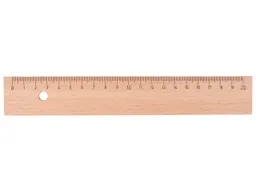 Memo Holzlineal 20 cm aus Buchenholz mit Metalleinlage und Bohrung – Produktbild 1 von 1