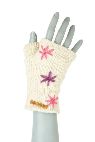 short'n'pietz short'n'pietz Handstulpen aus Schurwolle für Kinder, handgestrickt, Weiß, – Produktbild 1 von 1