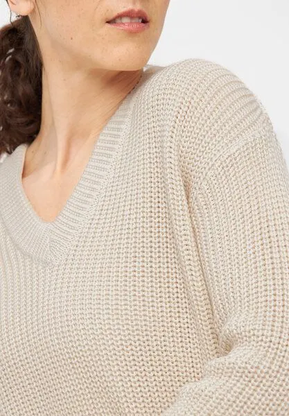 Givn Berlin Givn Berlin Damen Strickpullover mit V-Ausschnitt aus Bio-Baumwolle - ELSA, Off white, – Produktbild 4 von 4