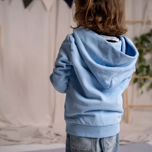 Vresh Clothing Vresh Clothing Mini Vischi - Kinder Zip-Hoodie aus Biobaumwolle, Hellblau, – Produktbild 3 von 4