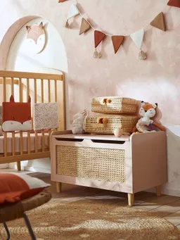 Vertbaudet Kinderzimmer Spielzeugtruhe mit Rattan POESIE – Produktbild 1 von 1