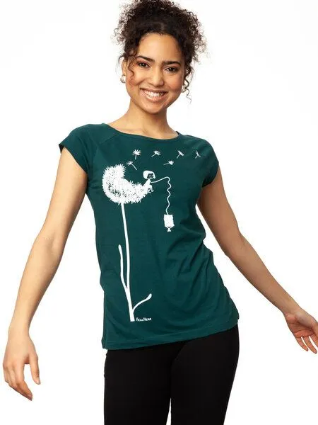FellHerz FellHerz Damen T-Shirt Pusteblume Bio Fair, Schwarz, – Produktbild 1 von 3