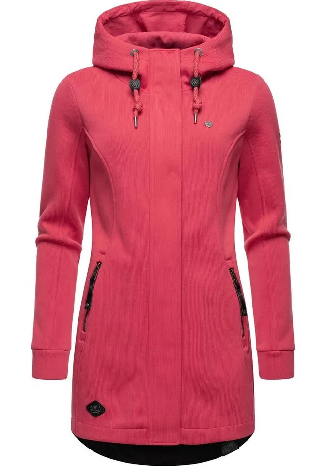 ragwear ragwear Kapuzensweatjacke Letti Bonded Sportliche Kapuzenjacke in Feinstrick-Optik, Rot, – Produktbild 1 von 4
