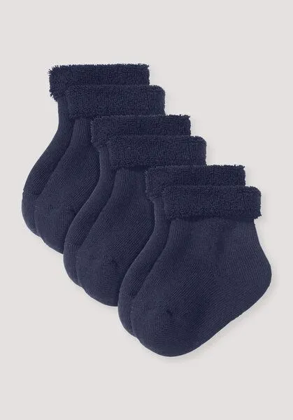 hessnatur hessnatur Plüsch Socke im 3er-Pack, Dunkel-blau, – Produktbild 1 von 3