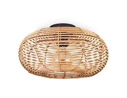 hofstein Deckenleuchte »Messerotti« runde Deckenlampe aus Bambus/Metall in Natur/Schwarz, ohne Leuchtmittel, Leuchte im Boho Design mit tollem Lichteffekt, Ø40cm, 1xE27 – Produktbild 1 von 1
