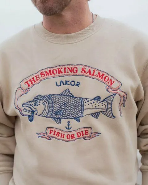 LAKOR LAKOR Sweatshirt aus Bio-Baumwolle - The Smoking Salmon - White Pepper – Produktbild 2 von 3