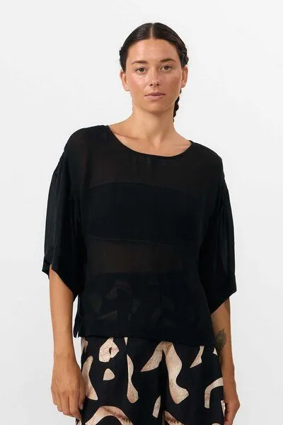 SUITE13LAB Suite13lab 3/4-Armbluse SELLA Chiffon, Schwarz, – Produktbild 1 von 4