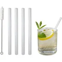 Contento Contento Glastrinkhalm 15 cm lang, 4 Stück auf Geschenkkarte, mit Reinigungsbürste – Produktbild 1 von 1