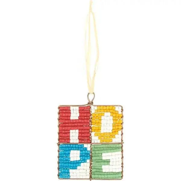 Global Mamas Global Mamas Upcycling Christbaumschmuck - LOVE & HOPE - Rainbow Dekoanhänger – Produktbild 1 von 3