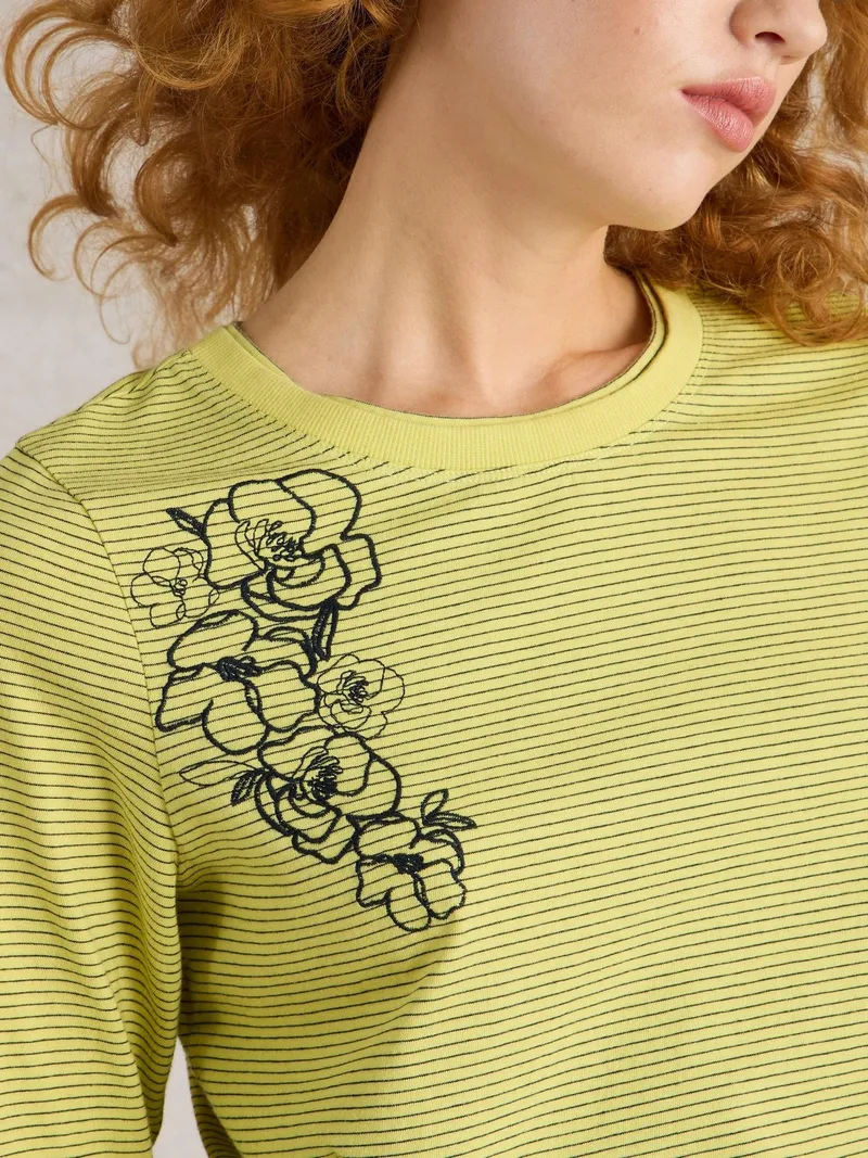 White Stuff Besticktes Langarmshirt Clara - 50, Gelb multi, – Produktbild 3 von 4