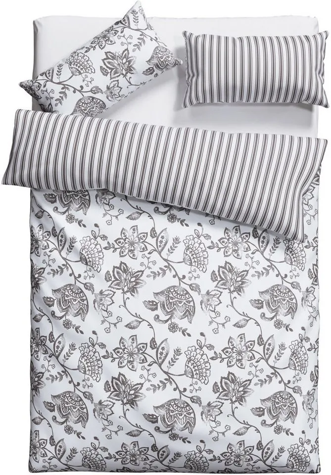 OTTO home Bettwäsche Nordby, Flanell, 2 teilig, Bettwäsche aus Baumwolle, skandinavisches Design, ab Größe 135x200 cm, Grau, – Produktbild 2 von 6