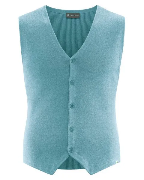HempAge HempAge Strickweste aus Hanf/Biobaumwolle, Wave (blau), – Produktbild 1 von 4
