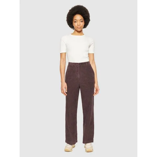KnowledgeCotton Apparel KnowledgeCotton Apparel Cordhose POSEY Wide High-Rise aus Bio-Baumwolle, Braun (chocolate plum), – Produktbild 3 von 4