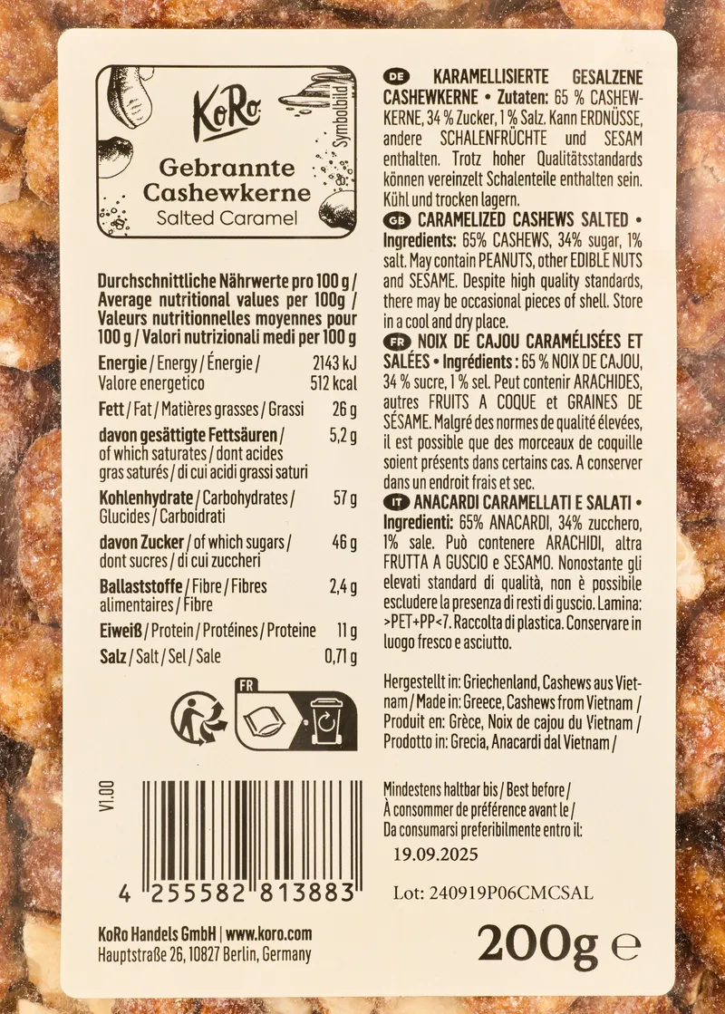 KoRo Gebrannte Cashewkerne Salted Caramel 200 g – Produktbild 5 von 5