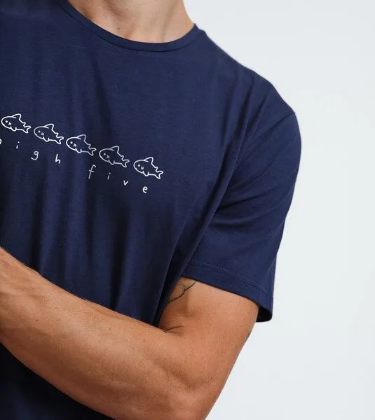 Gary Mash GARY MASH T-Shirt High Five aus Bio-Baumwolle, Dunkelblau, – Produktbild 4 von 4