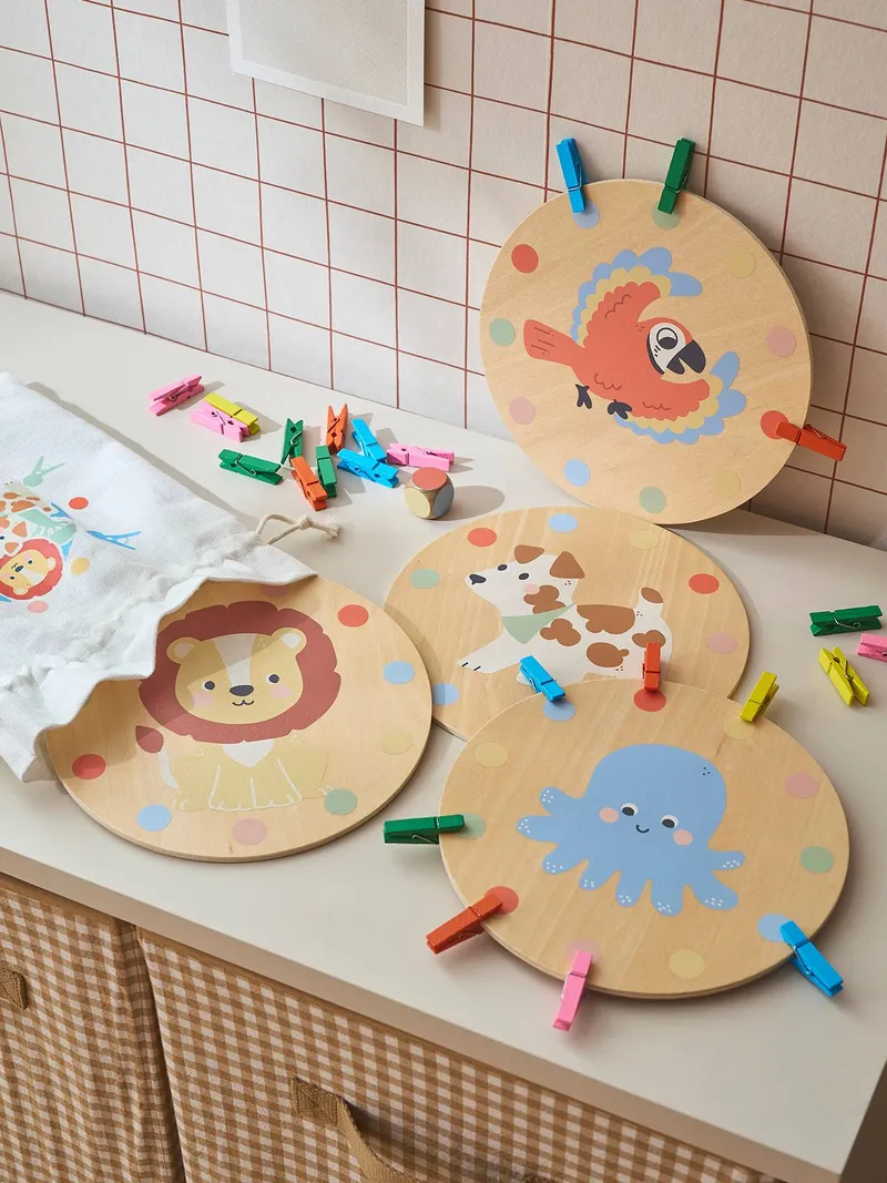 Vertbaudet Farben-Lernspiel mit Klammern Holz FSC®, Braun, – Produktbild 2 von 4
