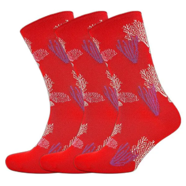 BLS Organic BLS Organic 3er Pack GOTS zertifiziert Damensocken mit Korallenmuster, Rot, – Produktbild 1 von 1