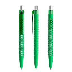prodir prodir® Druckkugelschreiber QS40 Soft Touch PRT Push, blaue Mine, hellgrün/silber satiniert, Silber / hellgrün, – Produktbild 1 von 1