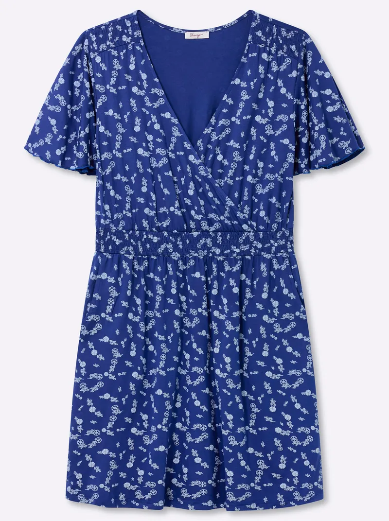 sheego Jerseykleid, Royalblau-hellblau-bedruckt, – Produktbild 1 von 2