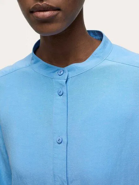 LANIUS LANIUS Tunikabluse aus TENCEL mit Leinen, Blue sea, – Produktbild 3 von 4