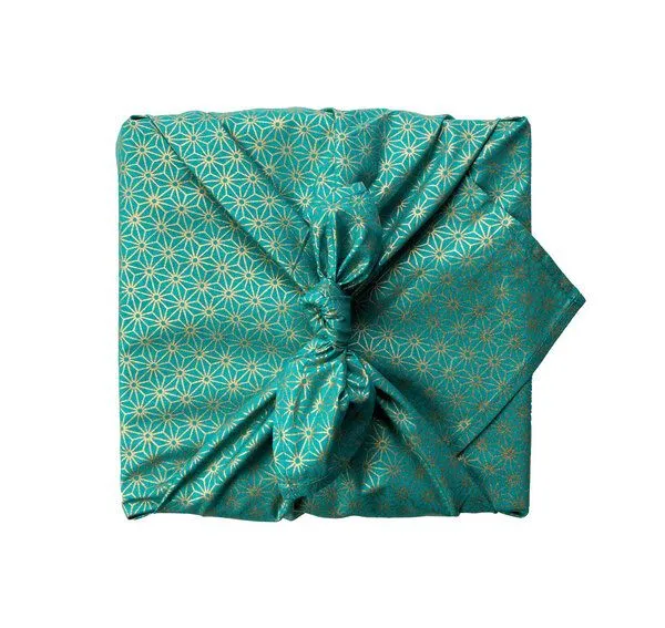 FabRap Gift Wrap FabRap Gift Wrap Wiederverwendbare Geschenkverpackung Furoshiki (einseitig), Jade (green mit gold), – Produktbild 2 von 4