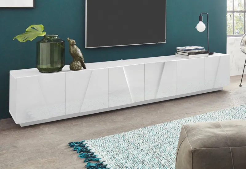 Home affaire Lowboard PING, TV-Board, TV-Band, TV-Kommode, mit 6 Türen, Breite 243,8 cm, Weiß, – Produktbild 1 von 5
