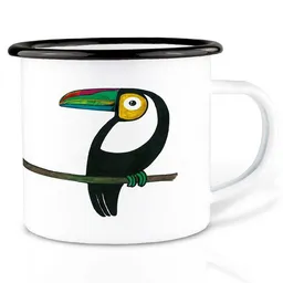 LIGARTI Emailletasse »Tukanpaar« von LIGARTI | 300 oder 500 ml | handveredelt in Deutschland | Cup, Kaffeetasse, Emaillebecher, Camping Becher – Produktbild 1 von 1