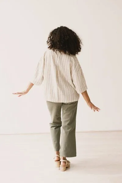 TIRALAHILACHA TIRALAHILACHA Hallow Tencel oversized trace print shirt, Gelb, – Produktbild 2 von 4