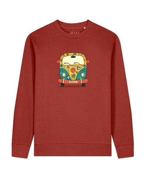 watapparel watapparel Sweatshirt Unisex Hippies Bus, Earthy red, – Produktbild 1 von 2