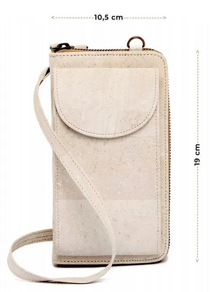 Kork-Deko Kork-Deko Kork Handytasche + Geldbeutel | beige oder weiß | 2 in 1 Tasche, Weiß, – Produktbild 3 von 4