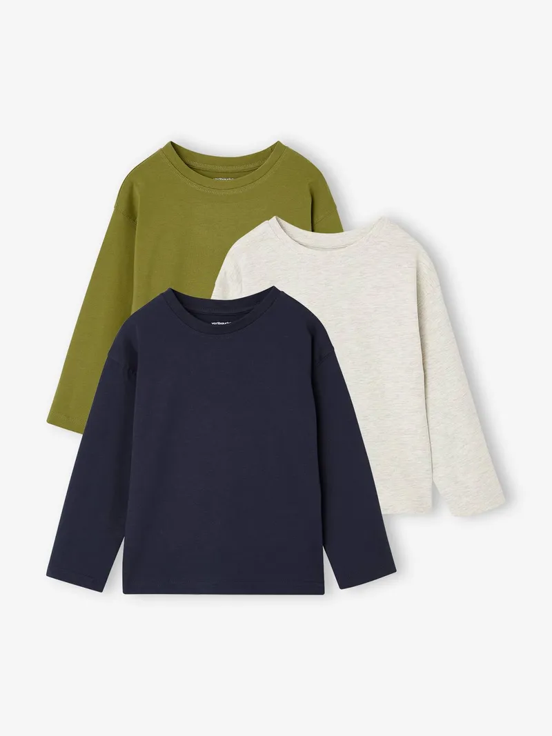 Vertbaudet 3er-Pack Shirts Jungen BASIC, Grün, – Produktbild 1 von 3