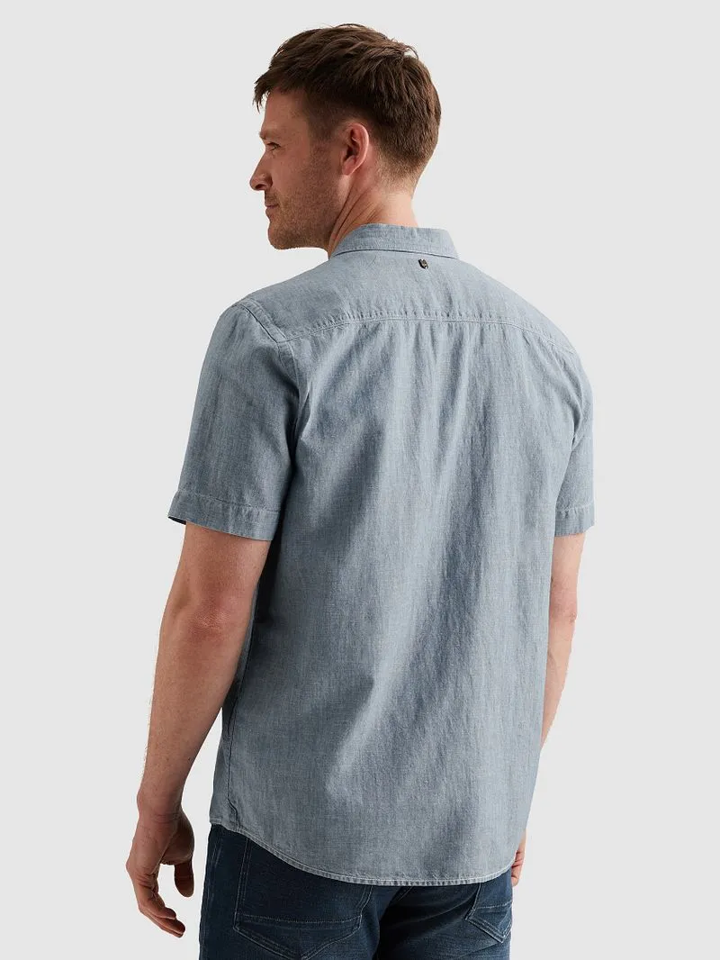 PME Legend PME Legend Short Sleeve Hemd Coton Linnen Chambray Indigo, Blau, – Produktbild 4 von 5