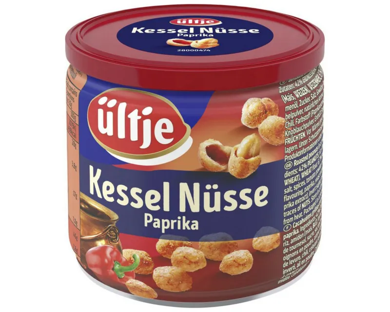 UELTJE Knabberei, Ültje Kessel Nüsse Paprika geröstete Erdnüsse im Teigmantel 150g – Produktbild 1 von 2