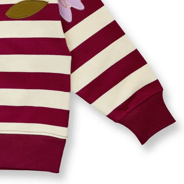 Sense Organics Sense Organics Kinder Sweatshirt in Weinrot-cremeweiß geringelt, Modell DARI, Red, – Produktbild 4 von 4