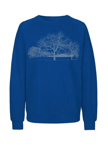 Peaces.bio - handbedruckte Biomode Peaces.bio - handbedruckte Biomode Sweatshirt Landscape Unisex, Königsblau, – Produktbild 1 von 2