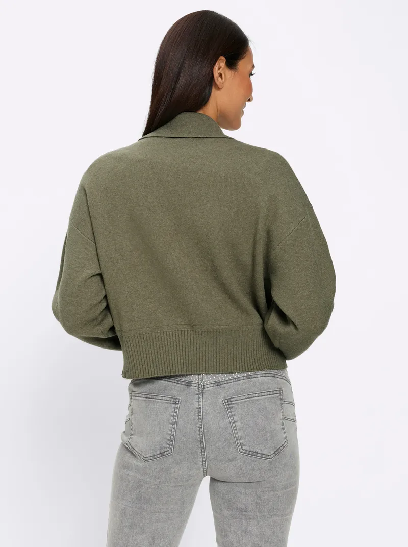 heine Strickjacke khaki-meliert, Khaki-meliert, – Produktbild 2 von 2