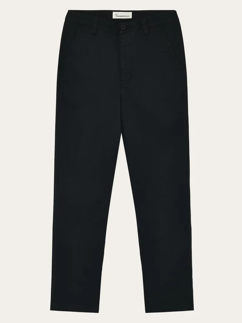 KnowledgeCotton Apparel KnowledgeCotton Apparel Damen vegan Hose Iris Slim Pique Schwarz Jet, Schwarz, – Produktbild 1 von 2