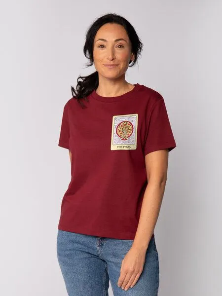 watapparel watapparel T-Shirt Frauen Tarot The Pizza, Burgundy, – Produktbild 1 von 4